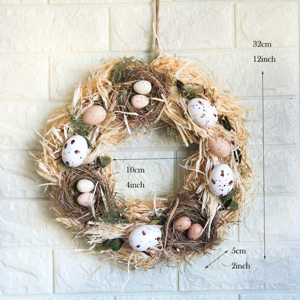 Handmade Spring Summer Wreath Door Home Decoration Accessories Home Wreath Easter Eggs Wreath Wedding Party Craft Decor