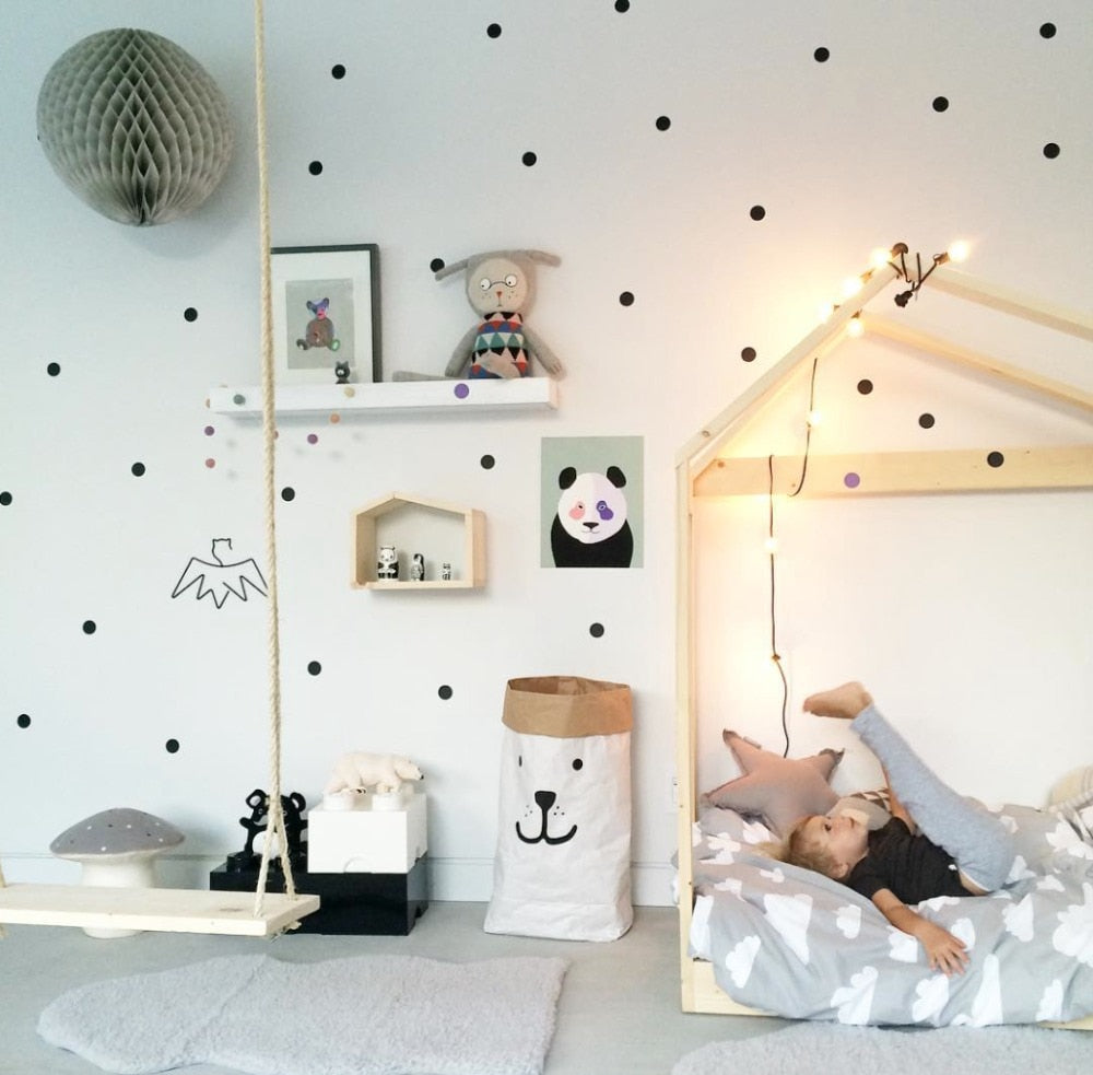 Black Dots Wall Stickers For Kids Room, Baby Room Wall Decoration.