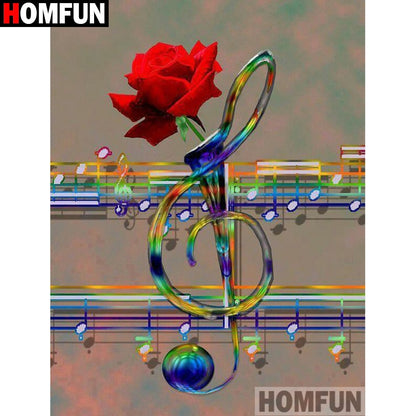 HOMFUN Full Square/Round Drill 5D DIY Diamond Painting &quot;Music rose flower&quot; 3D Diamond Embroidery Cross Stitch Home Decor A21360