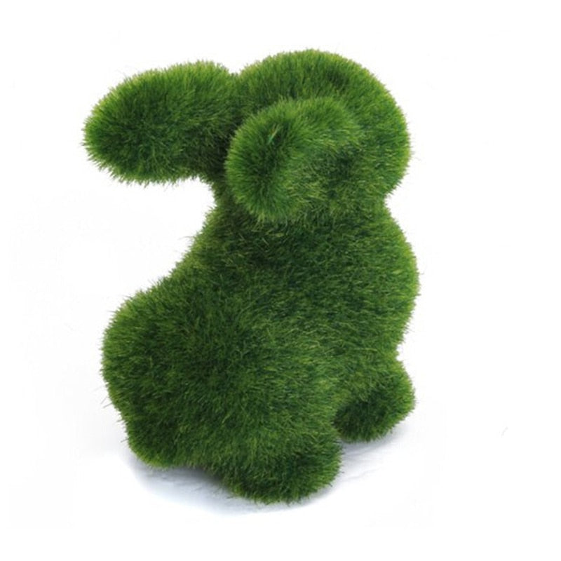 Novelty Handmade Artificial Turf Grass Animal Easter Rabbit Home Office Ornament Room Office Decor Easter Bunny Handiwork Gift