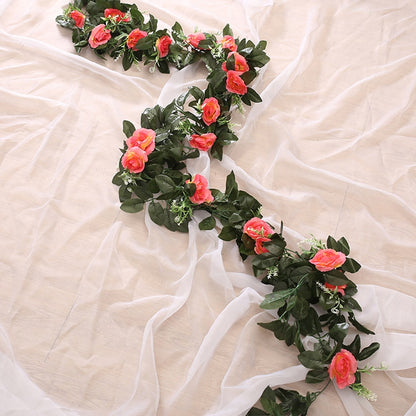 silk artificial rose vine hanging flowers for wall decoration rattan fake plants leaves garland romantic wedding home decoration