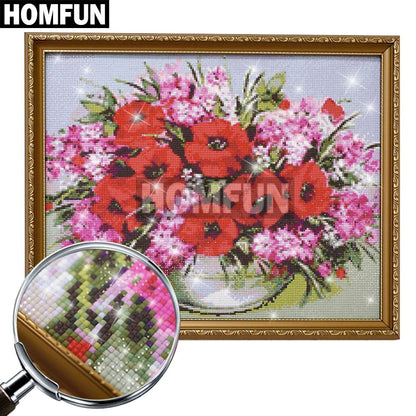 HOMFUN Full Square/Round Drill 5D DIY Diamond Painting &quot;Music rose flower&quot; 3D Diamond Embroidery Cross Stitch Home Decor A21360