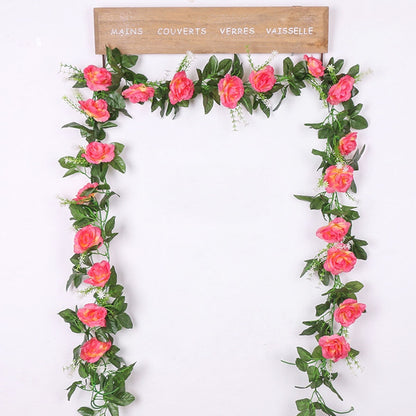 silk artificial rose vine hanging flowers for wall decoration rattan fake plants leaves garland romantic wedding home decoration