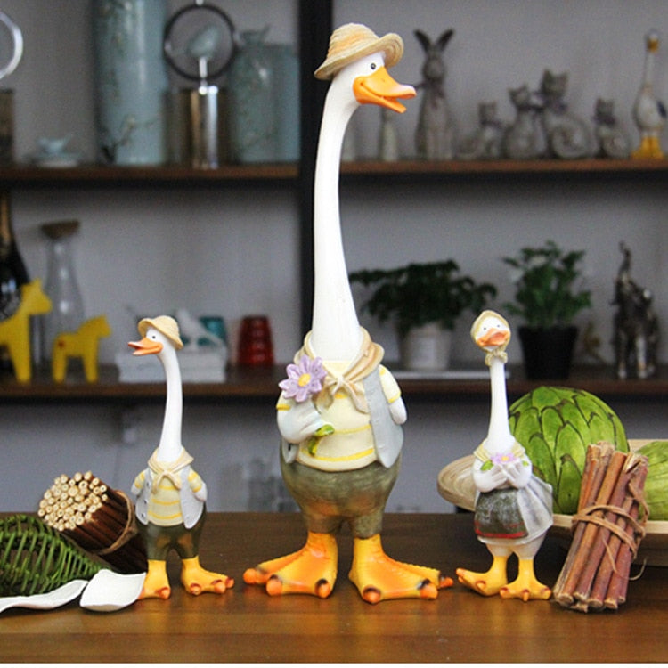 Kawaii Home Decoration Gifts Duck Crafts Ducking Ornaments Rural Style Artificial Daddy Duck Baby Duck Resin Crafts home decor