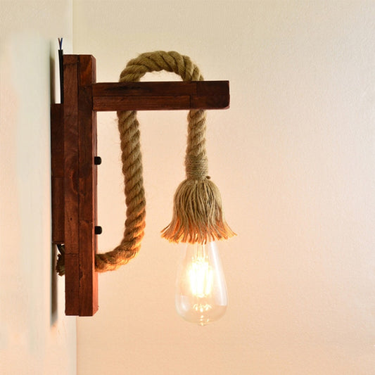 Industrial Vintage Wall Lamp Led Lamp Wall Lighting Fixtures Rope Reading Bedroom Home Decor Mounted Wooden Wall Lights Interior