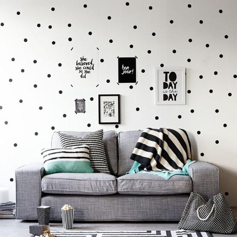 Black Dots Wall Stickers For Kids Room, Baby Room Wall Decoration.