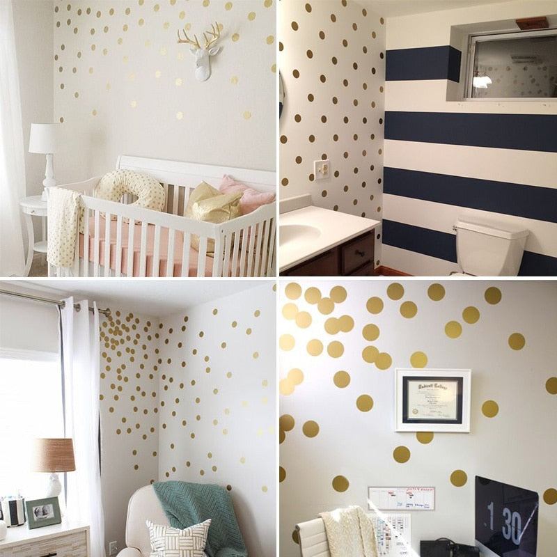 Gold Polka Dots Room Living Decor Home Wall Stickers Children Home Decor Nursery Wall Decals Wall Stickers For Kids Rooms