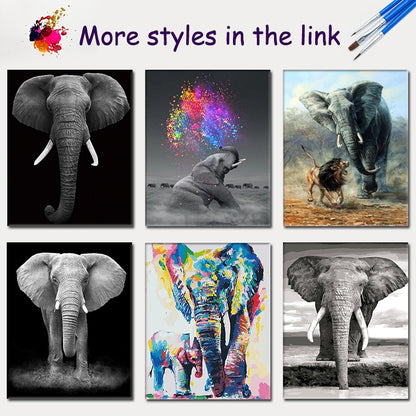 SDOYUNO Oil Painting By Numbers Elephant Animals DIY 60x75cm Frameless Home Decor Digital Painting on canvas For Unique Gift