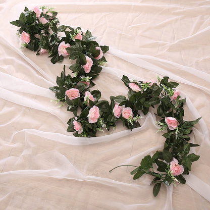 silk artificial rose vine hanging flowers for wall decoration rattan fake plants leaves garland romantic wedding home decoration