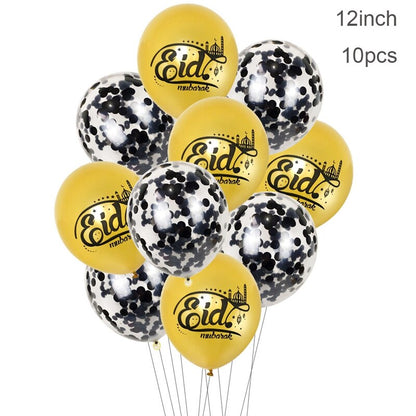 Eid Mubarak Confetti Balloon Happy Ramadan Kareem Decoration For Home 2023 Islamic Muslim Banner Flag Al-Fitr Eid Party Supplies