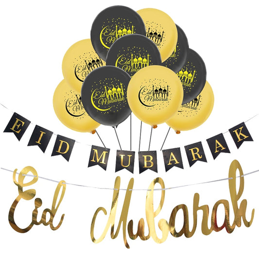 Islam Al Adha Eid Mubarak Banner Bunting Balloons 2022  Kareem Ramadan Decoration For Home Islam Muslim Event Party Supplies