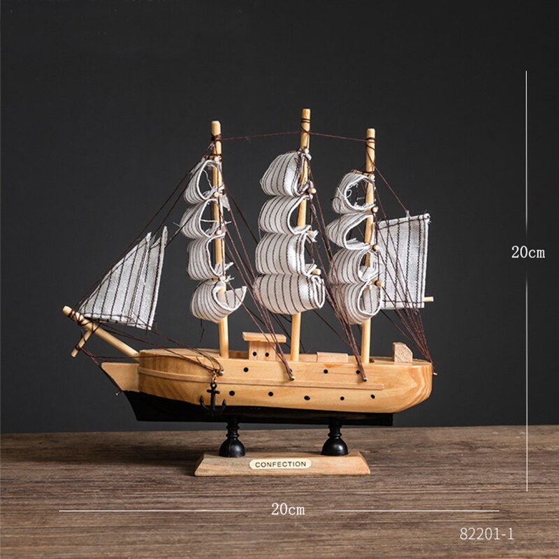 Wooden Sailboat Model Home Decor.