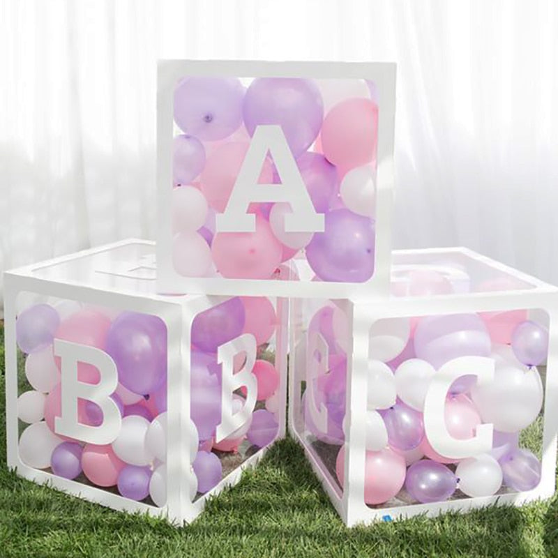 Transparent A-Z Letter Name Box Balloons Gender Reveal Party Decor 1st Year Birthday Party Wedding Decor Baby Shower Home Decor