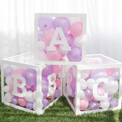 Transparent A-Z Letter Name Box Balloons Gender Reveal Party Decor 1st Year Birthday Party Wedding Decor Baby Shower Home Decor