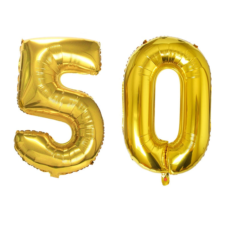 Number 50 Foil Balloon Happy Birthday Party Decorations 50 Years Old Man Woman 50th Gold Black Home Decor Anniversary Supplies