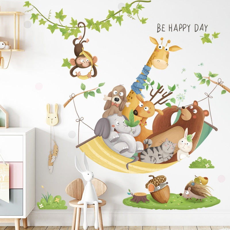 Cartoon Giraffe Wall Stickers for Kids rooms