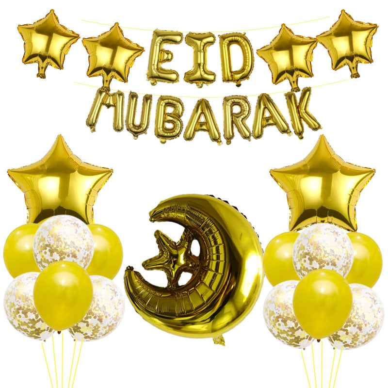 Eid Mubarak Balloons 2022 Ramadan Decoration for Home Moon Star Foil Balloon Muslim Aid Moubarak Kareem Festival Party Supplies