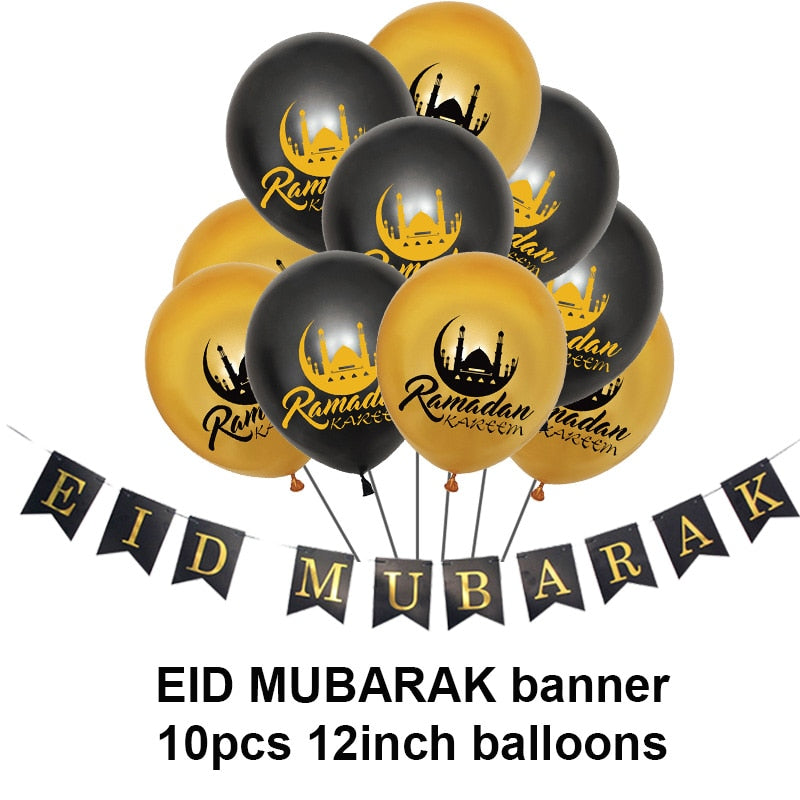 Islam Al Adha Eid Mubarak Banner Bunting Balloons 2022  Kareem Ramadan Decoration For Home Islam Muslim Event Party Supplies