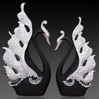 Home Decoration Accessories A Couple of Swan Statue Home Decor Sculpture Modern Art Ornaments Wedding Gifts for Friends Lovers