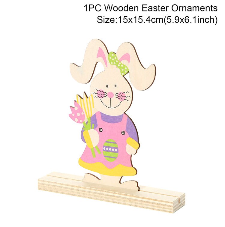 HAPPY EASTER Party Door Hanging Sign Wooden Easter Egg Rabbite Bunny For Home Decor Easter Wreath Supplies Wood Crafts Ornaments