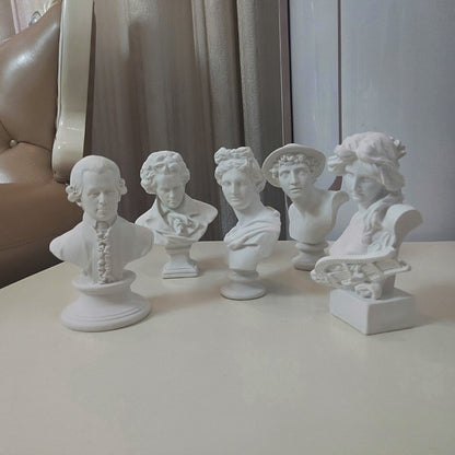 Home Decor Nordic Decoration Home Head Resin Statue Sculpture Pure White Character Statue Decoration Art Supplies Mozart