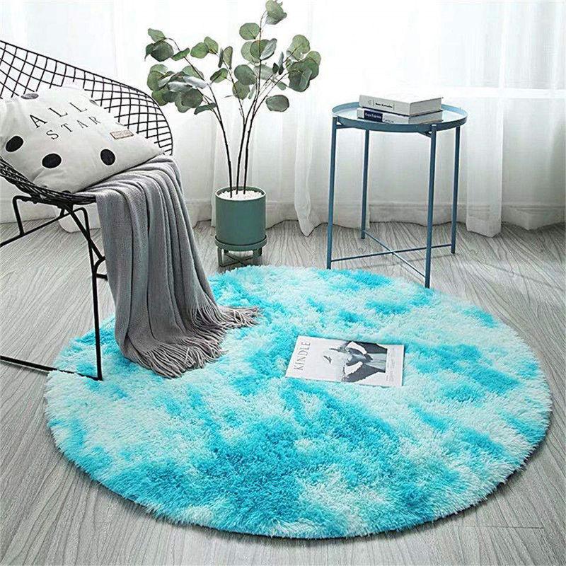 Fluffy Carpet for Living Room Soft Kid Room Round Mat Carpet Anti-slip Floor Mat Home Decor Plush Thick Tie Dyeing Rug Carpet