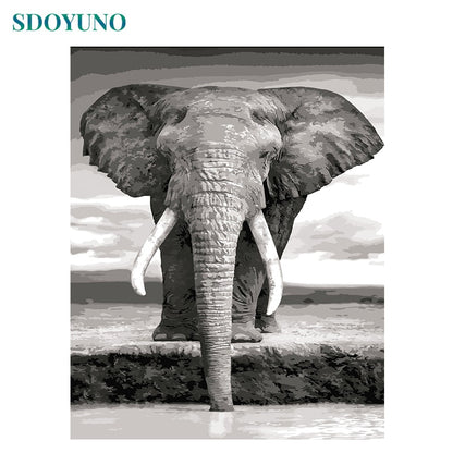 SDOYUNO Oil Painting By Numbers Elephant Animals DIY 60x75cm Frameless Home Decor Digital Painting on canvas For Unique Gift