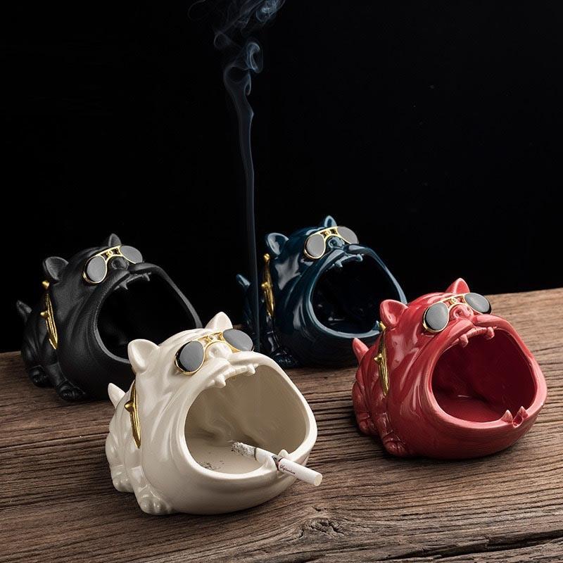 Home Decor Ceramic Household Ashtray Prevent Wind and DustCartoon Dog Money Box Home Storage