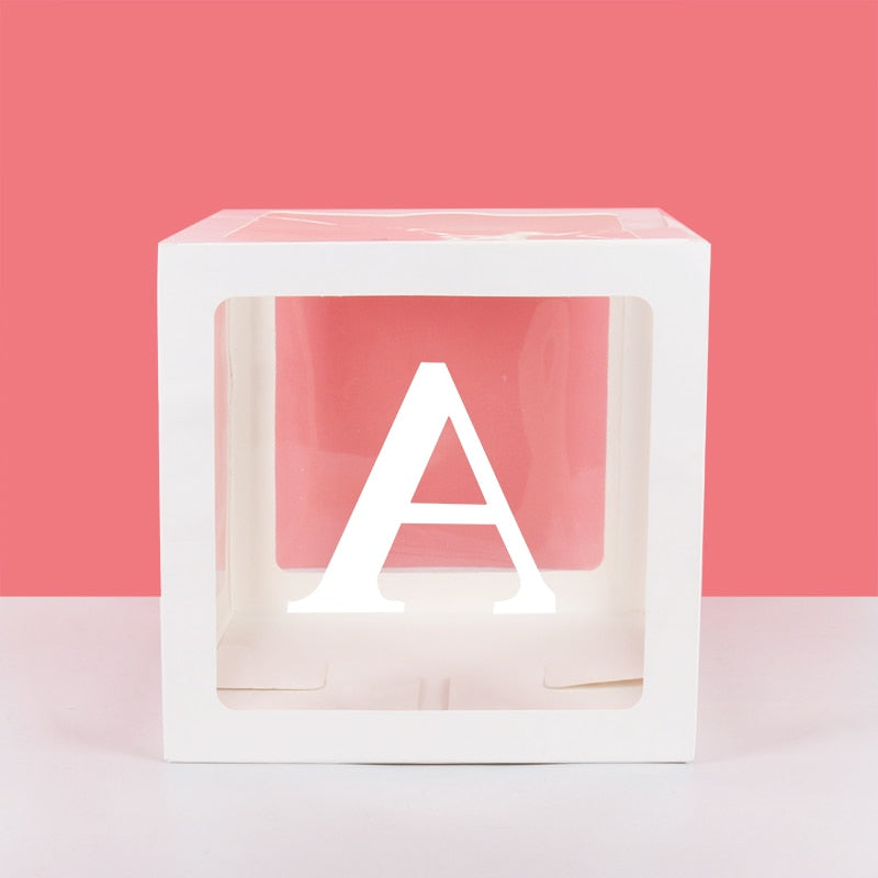 Transparent A-Z Letter Name Box Balloons Gender Reveal Party Decor 1st Year Birthday Party Wedding Decor Baby Shower Home Decor