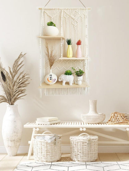 Boho Style Storage Rack, Tapestry Home Storage Shelves.