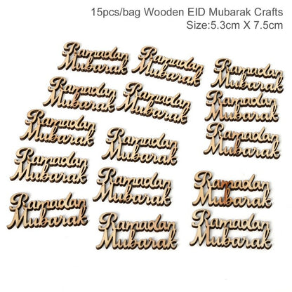 Fengrise Wooden EID Mubarak Decor 2022 Happy Ramadan Decor for Home Islamic Muslim Party Supplies Ramadan Kareem Eid Al Adha