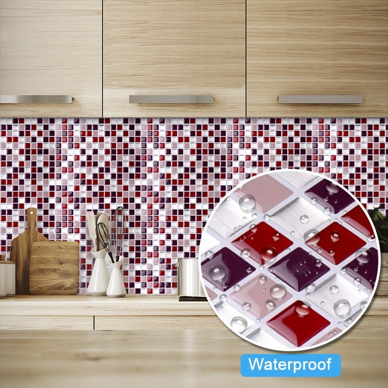 Vividtiles Self Adhesive Mosaic Tile Wall decal Sticker DIY Kitchen Bathroom Home Decor Vinyl