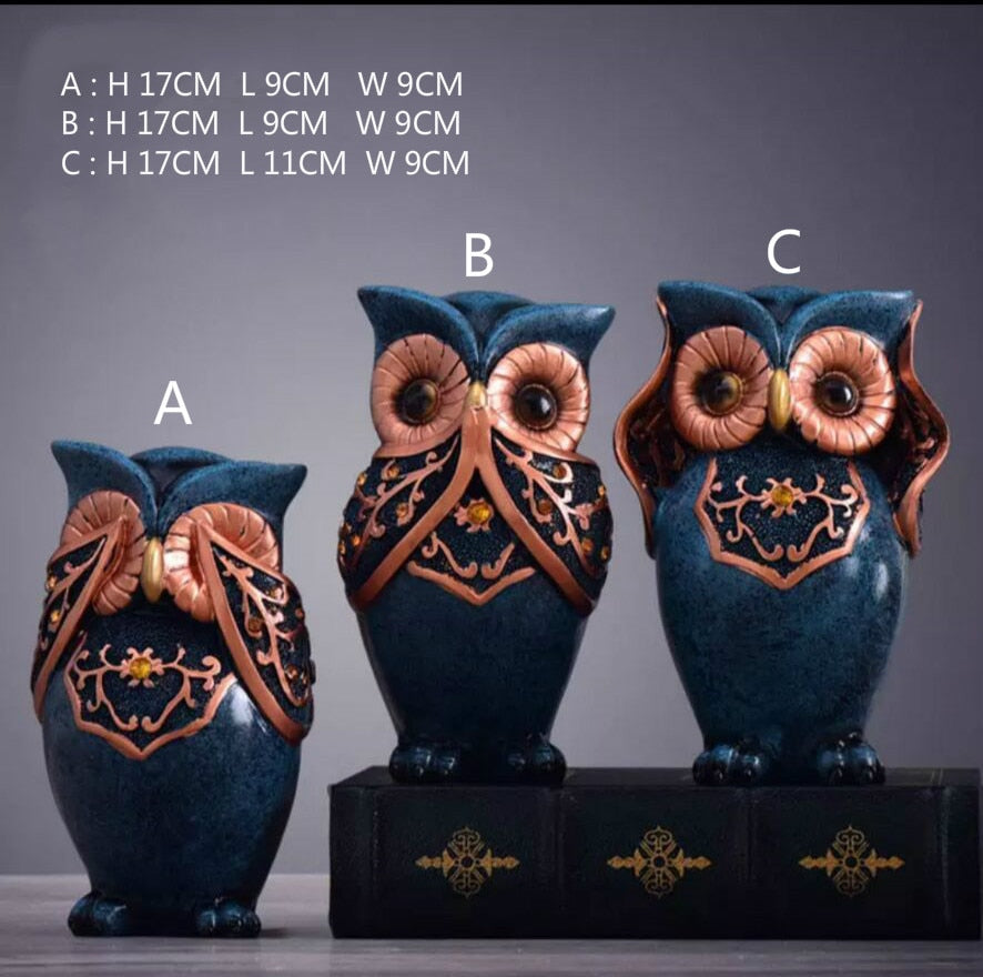 Owl Family Figurines Lovely Dancer Ornament Home Decor Creative Animal Crafts Home Decor Accessories  Wedding Gift for lovers