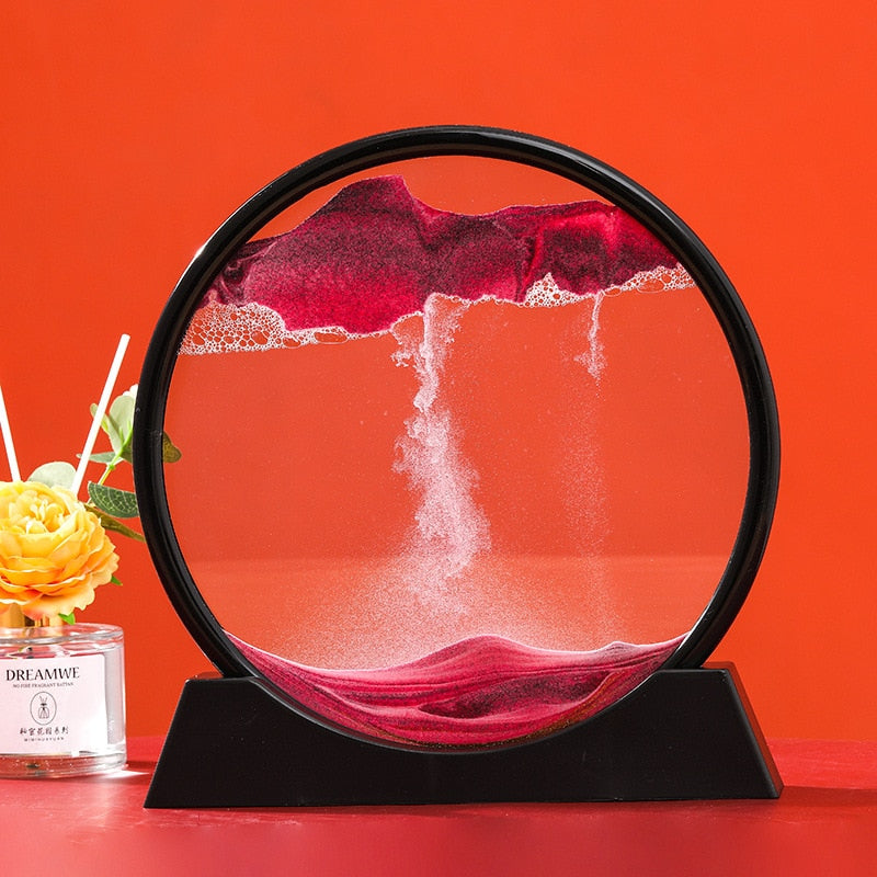 Moving Sand Art Picture, Round Glasses Deep Sea In Motion Display