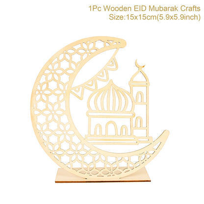 Fengrise Wooden EID Mubarak Decor 2022 Happy Ramadan Decor for Home Islamic Muslim Party Supplies Ramadan Kareem Eid Al Adha