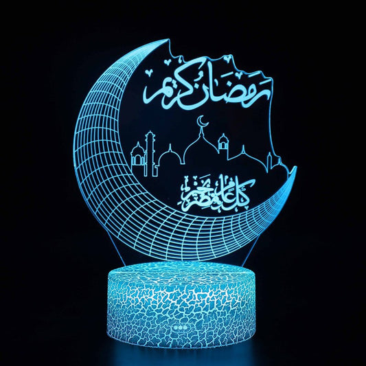 Crescent Star LED Lights, Remote Control Colorful EID Lamp.