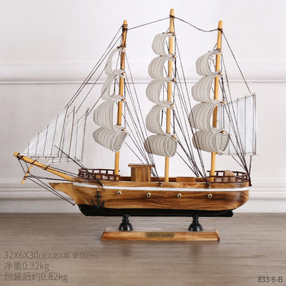 Wooden Sailboat Model Home Decor.