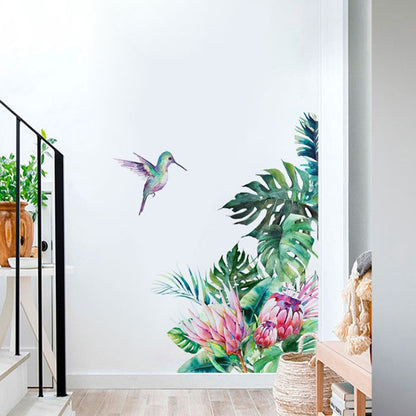 Tropical leaves flowers bird Wall Stickers bedroom living room decoration mural home decor decals removable stickers wallpaper