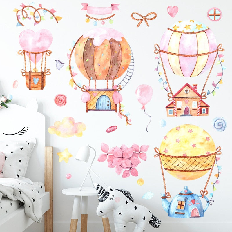 Hot air balloon Wall Sticker for Kids rooms Decor Vinyl Wall Decals Children Bedroom Decoration Stickers Art Murals Home Decor