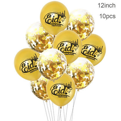 Eid Mubarak Confetti Balloon Happy Ramadan Kareem Decoration For Home 2023 Islamic Muslim Banner Flag Al-Fitr Eid Party Supplies