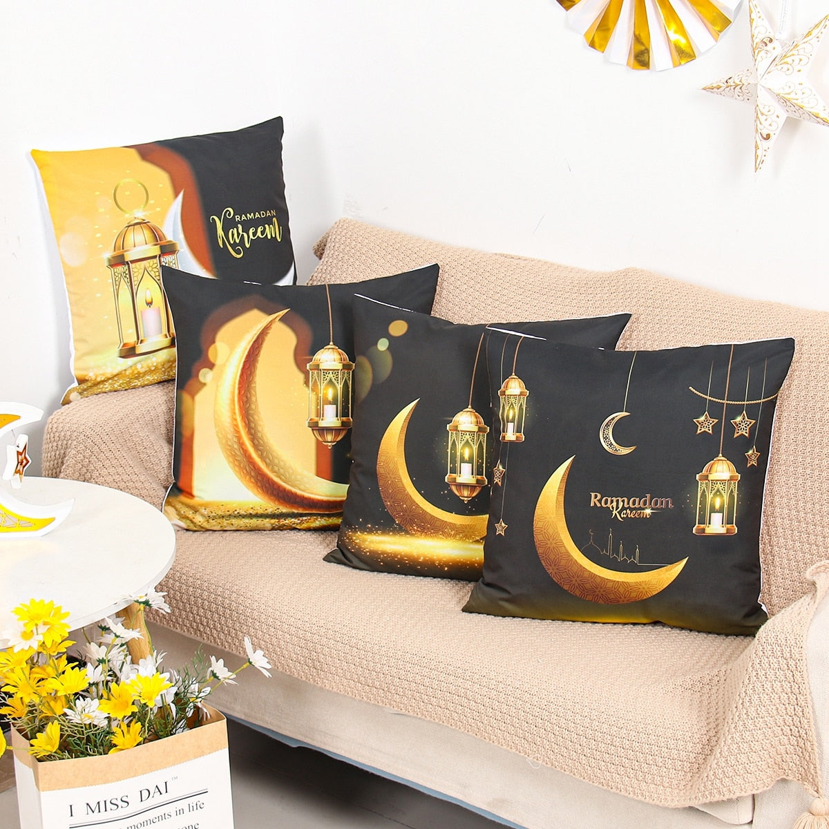 EID Mubarak Cushion Cover Ramadan Decoration For Home Ramadan Kareem Mubarak Muslim Islamic Party Supplies EID Pillowcase