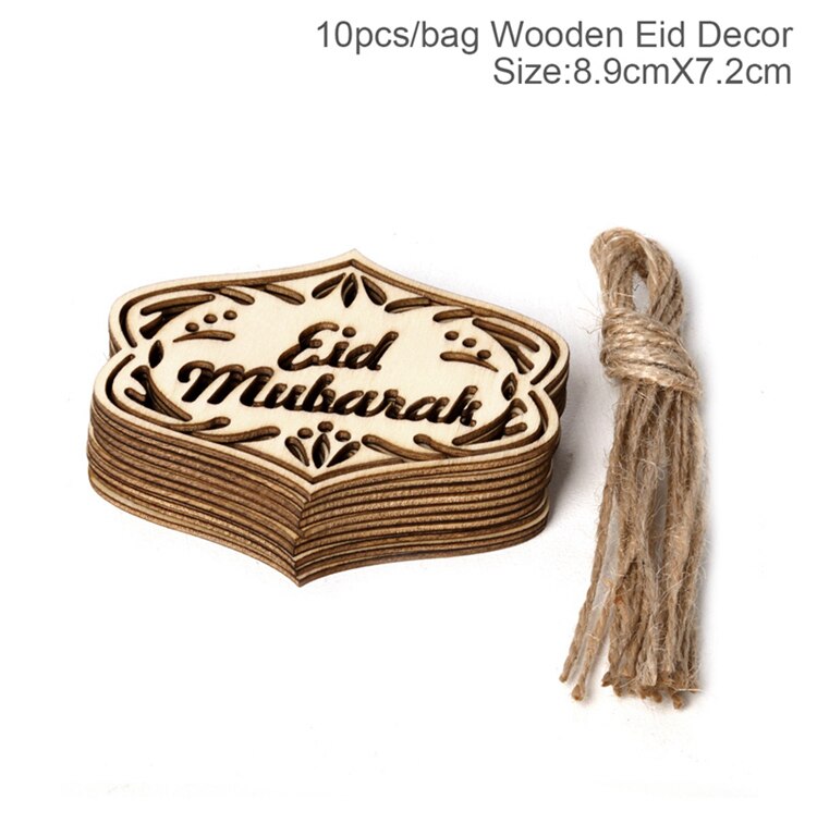 Fengrise Wooden EID Mubarak Decor 2022 Happy Ramadan Decor for Home Islamic Muslim Party Supplies Ramadan Kareem Eid Al Adha