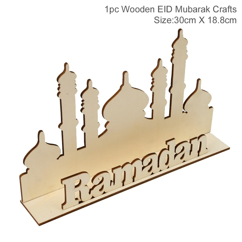 Fengrise Wooden EID Mubarak Decor 2022 Happy Ramadan Decor for Home Islamic Muslim Party Supplies Ramadan Kareem Eid Al Adha