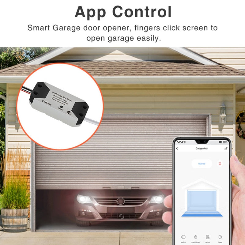 WiFi Garage Door Opener, Smart Gate Door Controller, Compatible With IOS Android APP