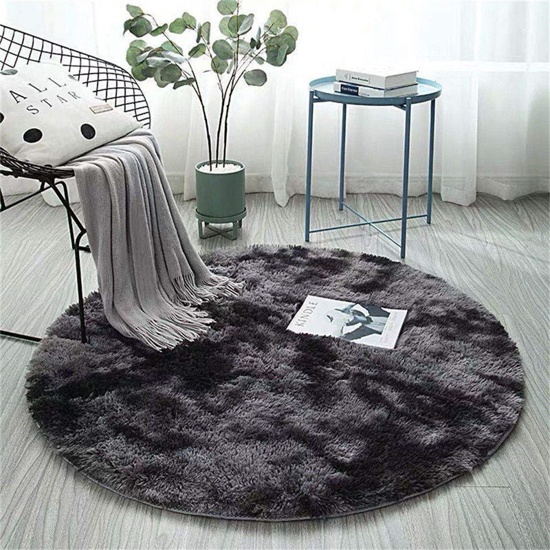 Fluffy Carpet for Living Room Soft Kid Room Round Mat Carpet Anti-slip Floor Mat Home Decor Plush Thick Tie Dyeing Rug Carpet