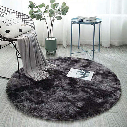 Fluffy Carpet for Living Room Soft Kid Room Round Mat Carpet Anti-slip Floor Mat Home Decor Plush Thick Tie Dyeing Rug Carpet