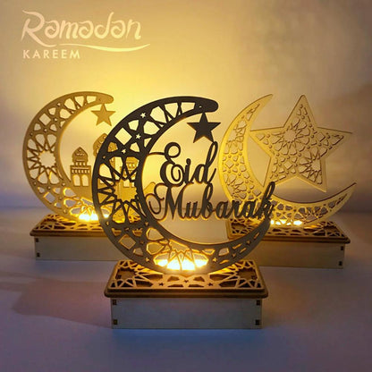 Fengrise Wooden EID Mubarak Decor 2022 Happy Ramadan Decor for Home Islamic Muslim Party Supplies Ramadan Kareem Eid Al Adha