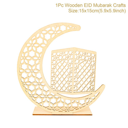 Fengrise Wooden EID Mubarak Decor 2022 Happy Ramadan Decor for Home Islamic Muslim Party Supplies Ramadan Kareem Eid Al Adha