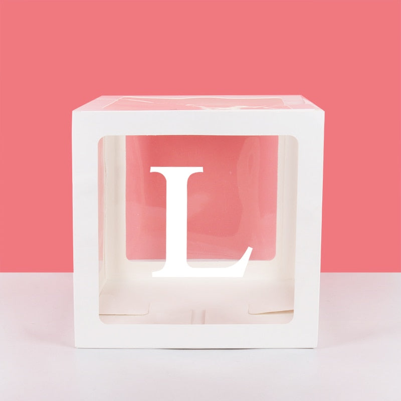 Transparent A-Z Letter Name Box Balloons Gender Reveal Party Decor 1st Year Birthday Party Wedding Decor Baby Shower Home Decor