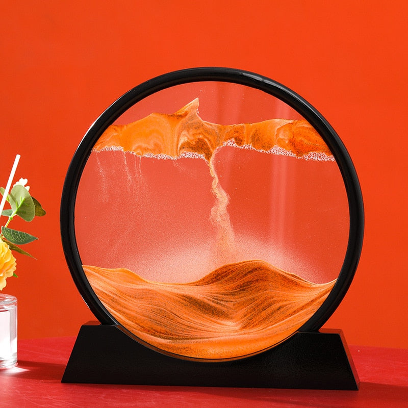 Moving Sand Art Picture, Round Glasses Deep Sea In Motion Display